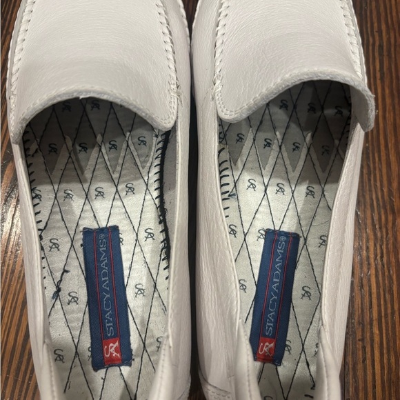 Stacy Adams Men’s White Leather Slide On Loafer Sz 10 Model 53242-07 - Picture 4 of 8